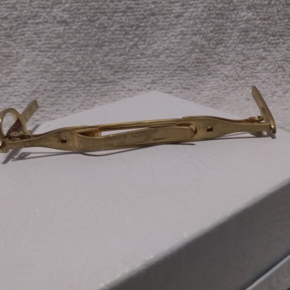 Anson Men's Gold Tone Sword Brown Handle Tie Bar Clip Great Vintage Condition - Picture 4 of 7